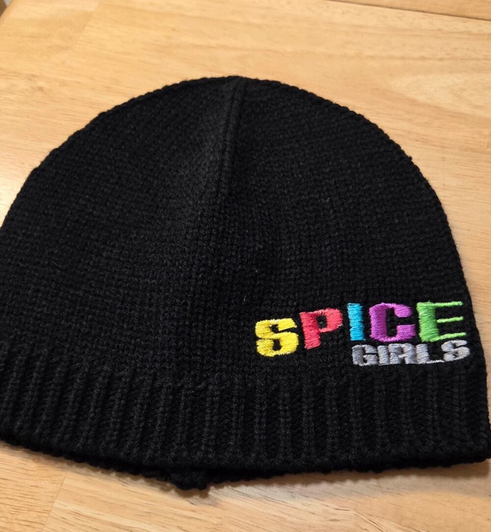 Spice Girls Beanie Hat Black Multi Color Embroidered Logo NWT Official Cap